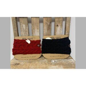 Cup Cozy Mug Warmer Soup Coffee Cappuccino Cocoa Cable Knit Gift Red Black Gift